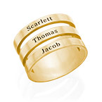 ゴールドメッキ３つの名前リング