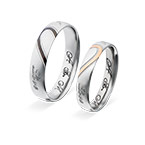 カップルのプロミスリングセット - 半分のハート