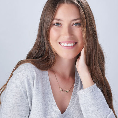 キャリーピンクゴールドネームネックレス - 1