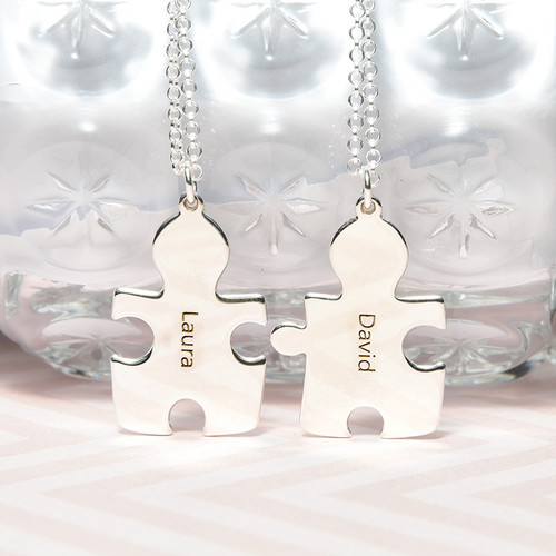 スターリングシルバー カップルパズルネックレス - 6