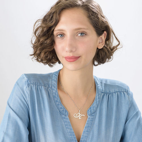 スターリングシルバーイニシャルネックレス - 1