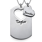 ハートカットアウトのカップルネックレス