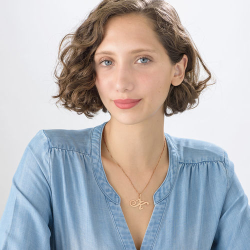 ピンクゴールドイニシャルネックレス - 1