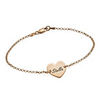 ピンクゴールド刻印ハートブレスレット