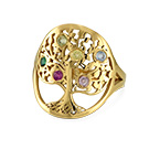 家系図ジュエリー - ゴールドメッキの誕生石リング