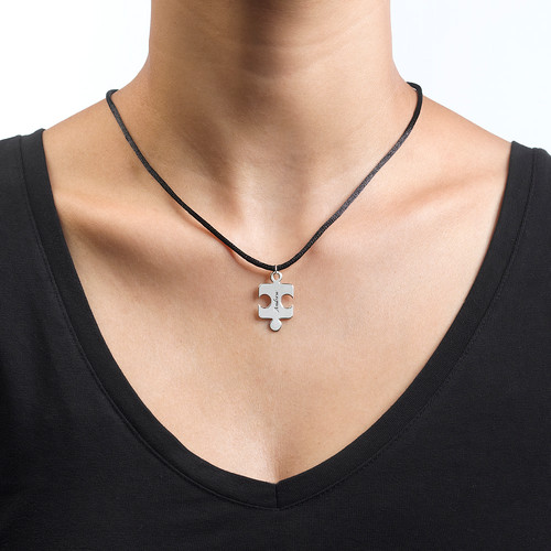 誕生石付きパズルペアネックレス - 4