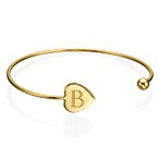 金メッキバングルイニシャルブレスレット